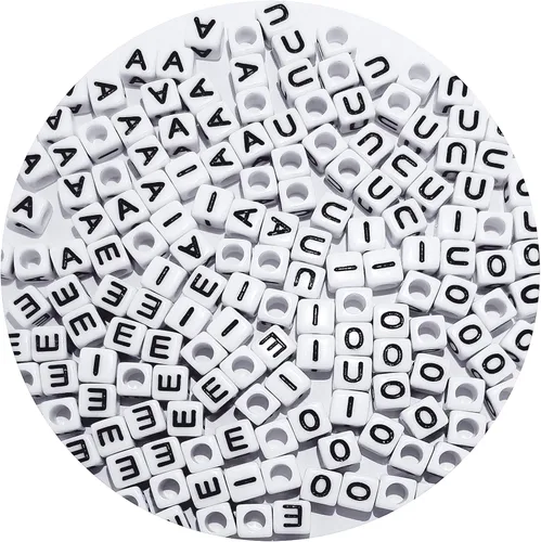 Miniatura 15 de Cuentas cuadradas de letras acrílicas de 0.236 x 0.236 pulgadas, cuentas A del alfabeto para pulseras, joyería, llavero DIY, 100