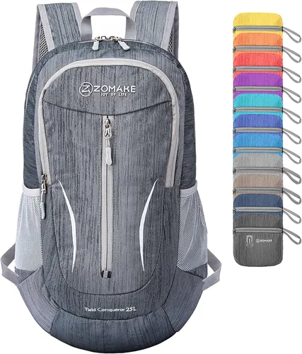 Miniatura 10 de ZOMAKE Mochila plegable ultraligera de 25 litros, mochilas de senderismo plegables resistentes al agua, mochila plegable pequeña para viajes