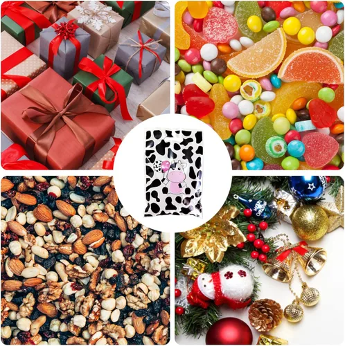 Miniatura 5 de Rainmae 50 bolsas con estampado de vaca, lindas bolsas de regalo de vaca, bolsas de dulces, bolsas de regalo para fiestas temáticas de animales