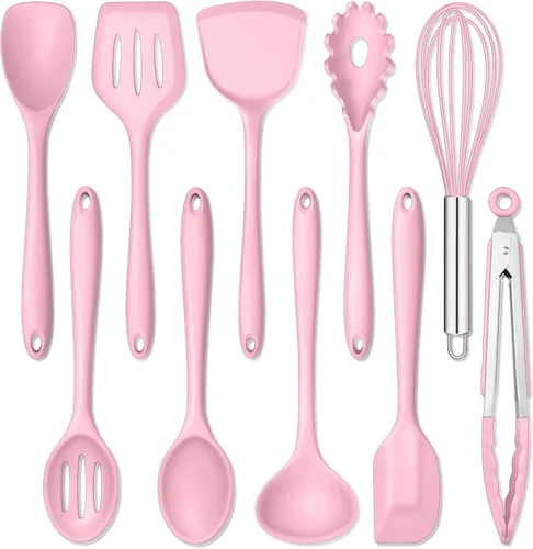 Miniatura 11 de E-far Juego de 10 utensilios de cocina de silicona, juego de utensilios de cocina resistentes al calor para utensilios de cocina antiadherentes