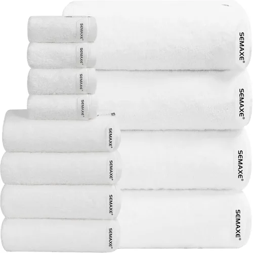 Miniatura 15 de SEMAXE - Juego de toallas de baño amarillas, 2 toallas de baño de lujo, 2 toallas de mano, 4 toallas faciales 100% algodón con bucles para colgar