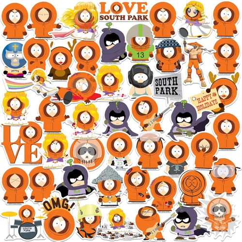 South Park Kenny - Paquete de calcomanías de vinilo troqueladas grandes de lujo para laptop, botella de agua, álbumes de recortes, tableta y uso en