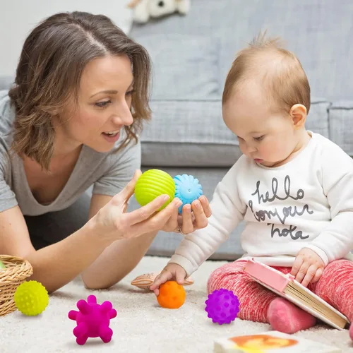 Miniatura 8 de Pelotas sensoriales para bebé, 6 juguetes sensoriales texturizados para niños pequeños de 1 a 3 años BPA-Free, Bright Colors, Easy-Grip Shapes