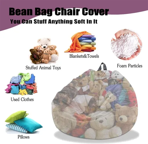 Miniatura 5 de Morbuy Funda para silla puff para niños y adultos (sin relleno), funda suave para sofá cama, lavable, de gran tamaño, para sala de estar