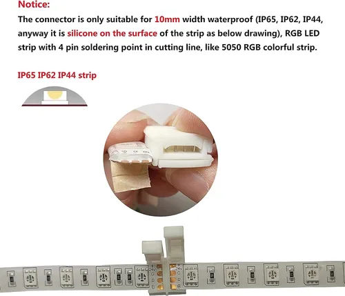 Miniatura 4 de Paquete de 10 conectores adaptadores sin soldar para tira de luces led impermeable de un sólo