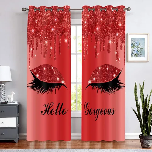 Miniatura 32 de Hello Gorgeous - Cortina de pestañas de unicornio, para oscurecer la habitación, con aislamiento térmico, con ojales, para decoración de dormitorio