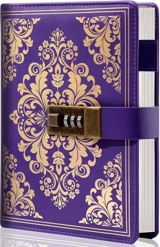Diario con cerradura CAGIE para mujeres, diario vintage recargable con cerradura de 224 páginas, diario de cuero con cerradura para secretos