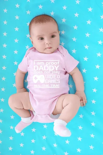 Miniatura 10 de CBTwear Proof Daddy Does Not Play Video Games All the Time – Ropa de bebé – Divertido body para recién nacido para niños y niñas