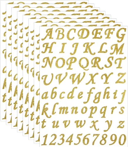 Miniatura 8 de Spakon 8 hojas de calcomanías de letras de vinilo adhesivas de Navidad, calcomanías de alfabeto autoadhesivas, calcomanías de números para buzón