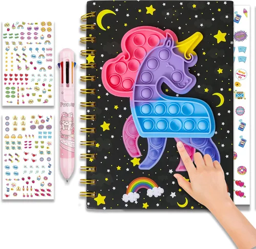 Miniatura 2 de windrio Cuaderno de burbujas para niños, cuaderno de burbujas para niñas, cuaderno de espiral para niños, diario de 8.1 x 5.7 pulgadas con 8