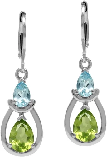 Miniatura 3 de Silvershake Pendientes de plata de ley 925 con forma de pera auténtica, chapados en oro blanco, con palanca, para mujer