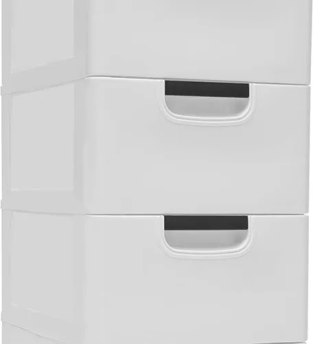 Miniatura 6 de Gabinete de almacenamiento de plástico blanco de 5 niveles con 5 cajones verticales para ropa con ruedas, gabinete de almacenamiento