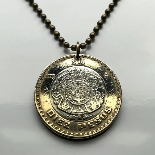 Miniatura 3 de 2021 México 10 Pesos moneda colgante azteca sol calendario piedra del sol piedra del sol escultura Méxica Tonatiuh Tlaltecuhtli Yohualtecuhtli