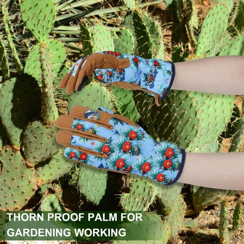 Miniatura 6 de Guantes de Jardinería de Cuero MERTURN para Mujeres, Guantes de Jardín a Prueba de Espinas, Guantes de Trabajo Compatibles con Pantalla Táctil