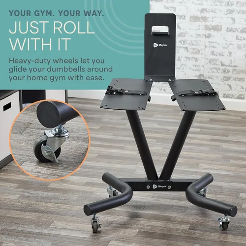Miniatura 9 de Lifepro PowerFlow Pro Stand — Adjustable Dumbbell Stand & Rack with Locking Wheels Phone/Tablet Holder — Compatible with PowerFlow Plus, PowerUp