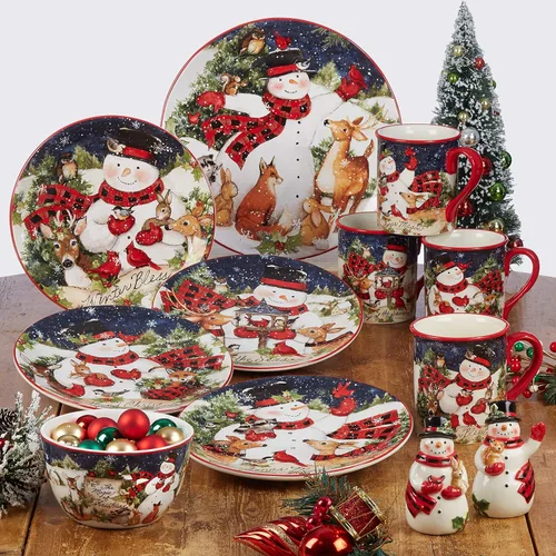 Miniatura 5 de Magic of Christmas - Tazas de muñeco de nieve de 16 onzas, juego de 4 tazas festivas con escenas de animales de invierno caprichosas, perfectas