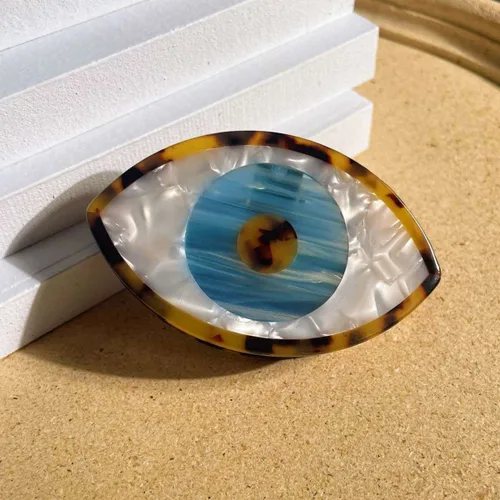 Miniatura 3 de Pinza para el cabello de ojo malvado de ojo grande, antideslizante, amuleto grande de pavo, horquilla fuerte para mujeres y niñas, accesorios D