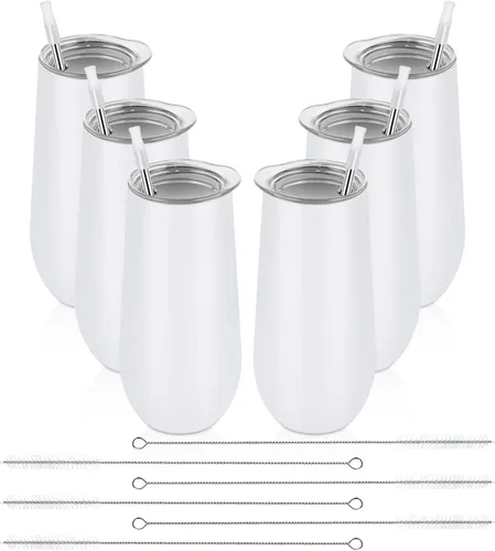 Miniatura 16 de Lifecapido Vasos de copa de champán sin tallo de 12 onzas, paquete de 12 vasos aislados de acero inoxidable para bodas, cumpleaños, Navidad (blanco)