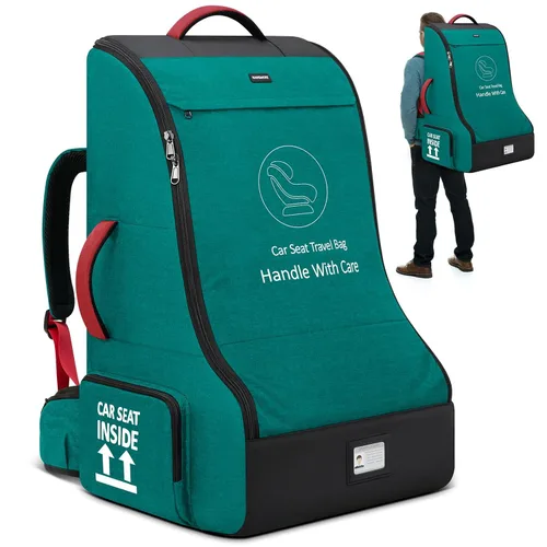 RAINSMORE Bolsa de viaje acolchada para asiento de coche para avión, mochila de asiento de coche resistente para viajes aéreos, bolsas de funda para
