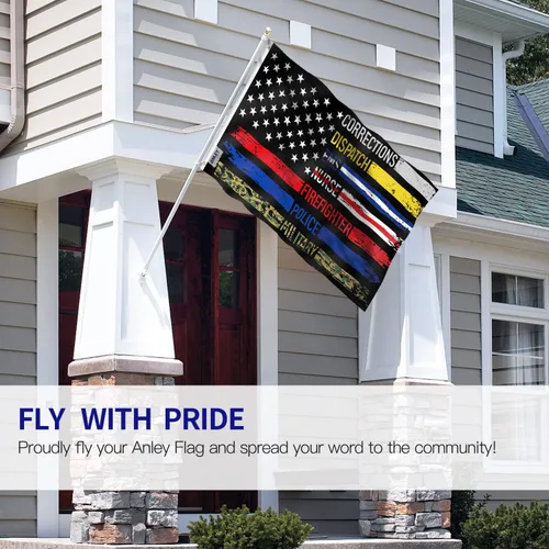 Miniatura 2 de Anley Fly Breeze - Bandera estadounidense multilínea de 3 x 5 pies, color vivo y a prueba de decoloración, cabecera de lona y doble costura