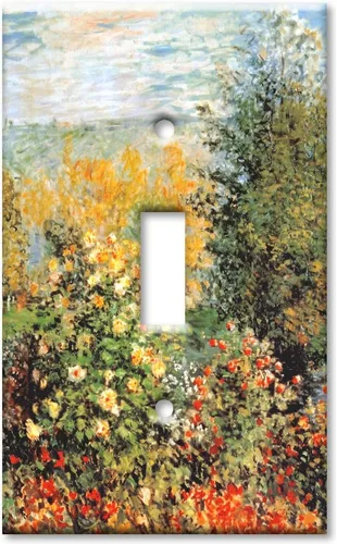 Art Plates - Monet: Stiller Winkle - Placa decorativa de pared de metal con palanca de 1 banda - Cubierta de placa de interruptor de luz de una