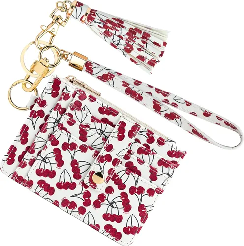 Miniatura 14 de KNGITRYI Billeteras pequeñas de pulsera para mujer RFID para tarjetas de crédito, cartera con llavero, cartera para tarjetas de crédito