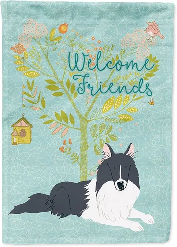 Miniatura 92 de Caroline's Treasures BB7594GF Bandera de jardín de Husky siberiano con texto en inglés "Welcome Friends" - Bandera decorativa para patio exterior