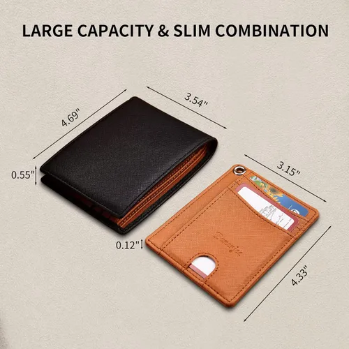 Miniatura 7 de Silm Leather Wallet for Men RFID Blocking Bifold Larger Capacity with (12+6) Slots Credit Card Holder with Gift Box