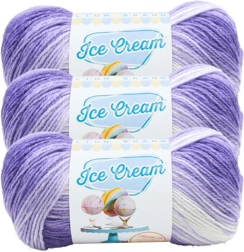 Miniatura 24 de Lion Brand Yarn, Hilo para Bebé Ice Cream para tejer, ganchillo y manualidades, Baseball Nut, 1 paquete, fibra acrílica colorida de peso DK