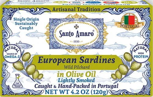 Miniatura 10 de Santo Amaro - Auténticas sardinas europeas en aceite de oliva y piri piri rojo, pimienta, sardinas enlatadas a mano en aceite de oliva picante