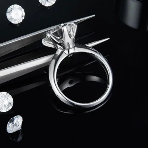 Miniatura 4 de Anillos de compromiso de moissanita de 3 quilates para mujer, anillos de compromiso de diamantes creados en laboratorio de color D con claridad FL
