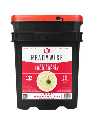 ReadyWise Suministro de alimentos de emergencia: 132 porciones, cubo de supervivencia, comidas de proteínas deshidratadas y liofilizadas, artículos