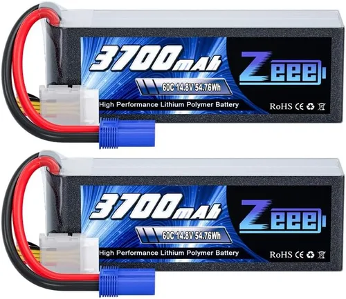 Zeee Batería Lipo 4S 3700mAh 60C 14.8V Batería suave con enchufe EC5 para avión RC helicóptero RC barco UAV Drone FPV RC coche, camión, barco (2