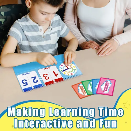 Miniatura 5 de Torlam Reloj de aprendizaje Rotafolio Colorido analógico y digital Reloj de enseñanza para niños, manipuladores de matemáticas 1er 2do grado