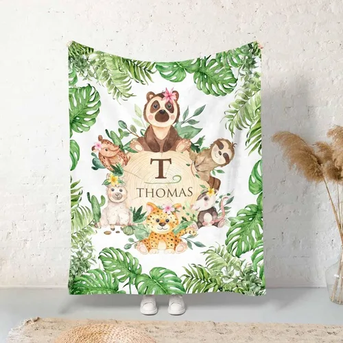 Miniatura 32 de Manta personalizada para niñas con nombre, manta personalizada de perezoso y mariposa, manta de forro polar suave para recién nacidos, baby shower