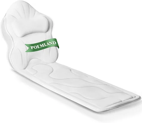 Poemland Almohada de Baño de Lujo Gruesa de Cuerpo Completo y Cojín para Tina con Soporte para Cabeza, Cuello y Hombros para Relajación y Confort,