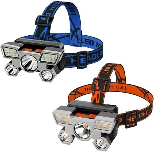 Miniatura 12 de RUNAAJA - Linterna frontal LED COB de 750000 lúmenes, linterna recargable, lámpara de cinco lámparas de diseño súper lejano para correr al aire