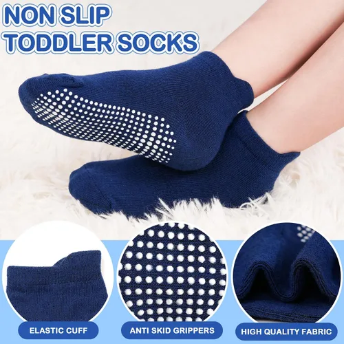 Miniatura 3 de SkiBeaut 12 pares de calcetines antideslizantes para niños y niñas con agarres, calcetines antideslizantes para niños pequeños de 1 a 7 años