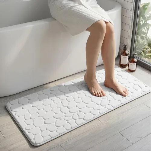 Miniatura 55 de YIHOUSE - Alfombra de espuma viscoelástica para pasillo, alfombras de baño con patrón de adoquín, superabsorbentes, alfombras de baño lavables a