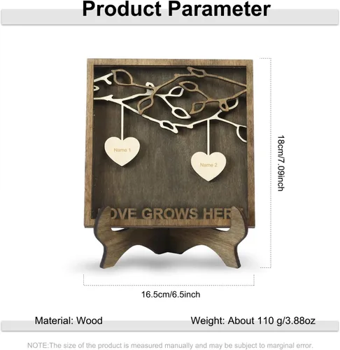 Miniatura 2 de Jeweidea Letrero familiar personalizado con 2-9 nombres, marco de madera personalizado del árbol de la vida, placas de madera grabadas, decoración 2