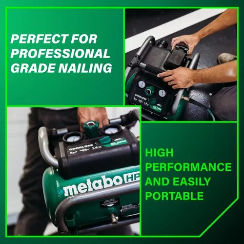Miniatura 4 de Metabo HPT EC36DAQ4 - Compresor de aire inalámbrico de 2 galones, 36V MultiVolt, portátil y versátil, ideal para clavadoras de acabado neumáticas