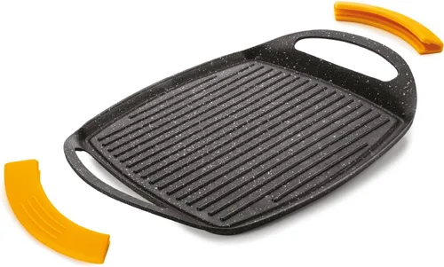 Miniatura 4 de IBILI Placa de parrilla ondulada, aluminio fundido, negro/amarillo, 14.2 x 8.9 x 1.3 in