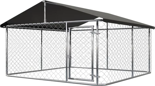Miniatura 9 de Caseta para Perros al Aire Libre, Jaula Resistente para Perros, Casa para Mascotas con Malla, Jaula Grande para Perros, Valla de Acero con Cerradura