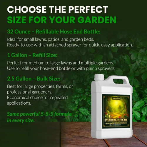 Miniatura 8 de Humboldts Secret Fertilizante líquido Everything Outdoor 5-5-5 con algas noruegas y micronutrientes para césped, jardines, verduras, flores