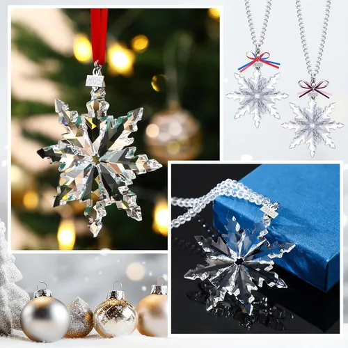 Miniatura 4 de Roowest Paquete de 4 colgantes de copo de nieve de cristal de Navidad 2025, adornos de nieve de cristales para decoración de ventana de fiesta