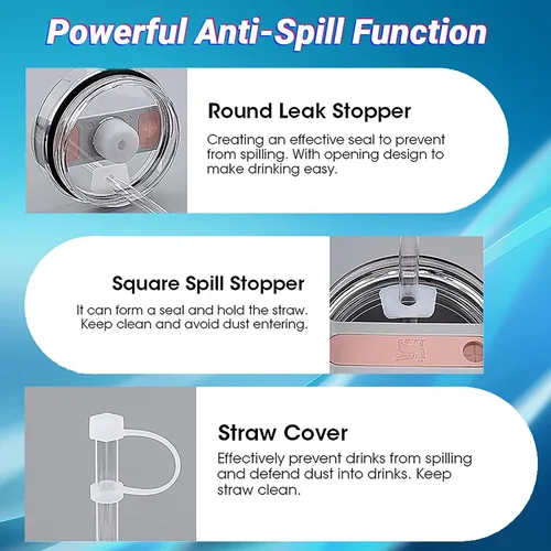 Miniatura 4 de Tapón de silicona a prueba de derrames, 6 piezas. Compatible con Stanley Cup 1.0 de 40 onzas/30 onzas, accesorios mejorados para vasos, incluye 2