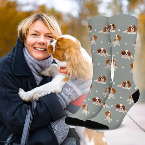 Miniatura 4 de Calcetines divertidos para perros, calcetines deportivos de invierno personalizados para mascotas para hombres y mujeres