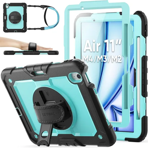 Miniatura 26 de SEYMAC stock Funda protectora para iPad Air de 11 pulgadas M3 2025/M2 2024 (Air 7ª/6ª generación), funda resistente con protector de pantalla