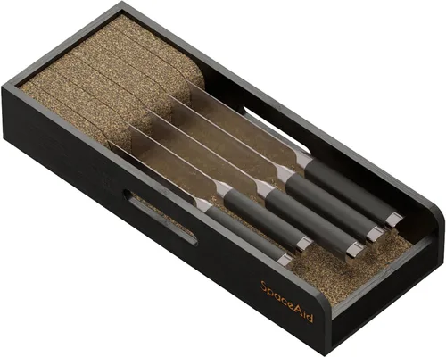 SpaceAid Organizador de Cajón para Cuchillos Inserto de Bambú, Soporte para Cuchillos de Carne de Cocina Organizadores Bloque para Cajón en