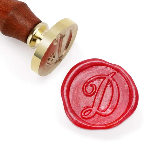 Miniatura 5 de Sello de cera Mceal, sello de latón con mango de madera, sello grande de 30 mm, letra H caligráfica